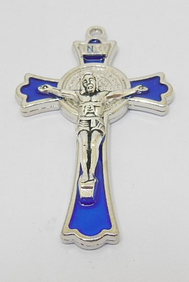 10X Enamel Blue Charm Cross Pendant Jewellery Finding 7.7x4.6x1c - Click Image to Close