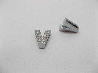 10 Fashion Rhinestone Letter "V" Beads Collar Charms