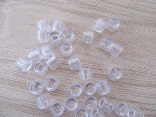 2100Pcs Transparent Clear Barrel Pony Beads 6x8mm