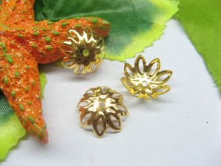 200pcs Golden Plated Bead Caps Leaves 12mm