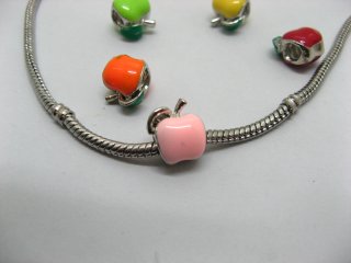 20 Metal Enamel Apple Thread European Beads