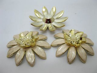 10Pcs Enamel Flower Hairclip Jewelry Finding Beads - Golden