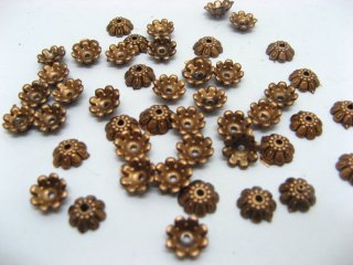 2000 Antique Copper Plated Plastic Flower Bead Caps ac-sp534