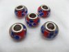 100 Red Murano Flower Round Glass European Beads 100 Red Murano Flower Round Glass European Beads