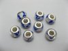 100 Blue & White Round Glass European Beads pa-g17