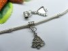 50 Metal European Beads with Christmas Tree Dangle pa-b11