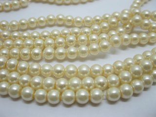 1Bag X 1600pcs Dark Ivory Glass Pearl Beads 6mm Dia.