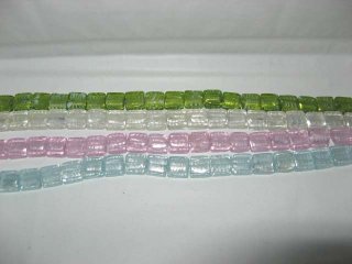 100 15mm Square Silver Foil Lampwork Glass beads