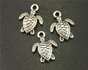 200 Silver Plated Metal Turtle Beads Pendants Jewellery Finding
