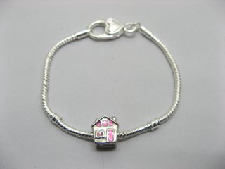 1X Sliver Heart Clasp European Bracelet 19cm ac-str220