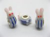50 Blue Rabbit Glass European Beads be-g418