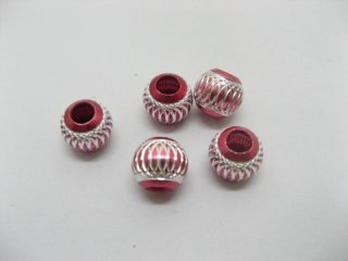 20pcs Hotpink Silver Carved Lantern Aluminum Beads Fit European