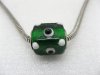 50 Green Murano Cubic Glass European Beads With White Dots 50 Green Murano Cubic Glass European Beads With White Dots