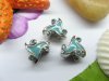 10 Blue Enamel European Thread Beads with Rhinestone pa-m150