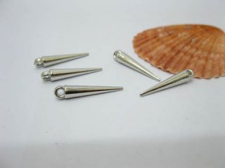 200 Silvery Spike Charms Pendant Finding For Jewelry Making 25mm