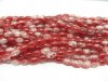 10 Strands Red & white Oval Crackle Glass beads