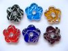 12 x Silver Foil Glass Flower Pendants Mixed Colour