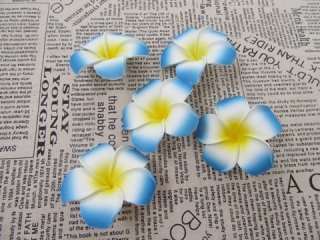 30 New Blue Fabulous Foam Frangipani Flower 8x3.5cm