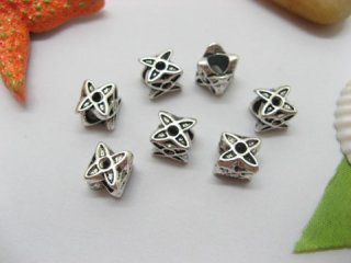 20pcs Tibetan Silver Star Barrel Beads European Design