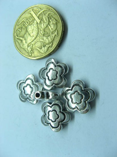 100 Tibetan Silver Plum Blossom Bali Style Spacer Beads - Click Image to Close
