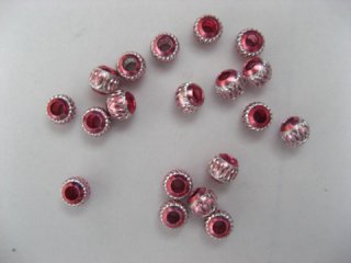 1000 Pink Aluminium Round Beads dia.8mm be-a46