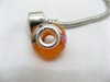 1X Orange Murano Round Glass European Beads 925 Silver Core