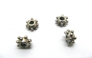 50 Metal Dotted Barrel Thread European Beads ac-sp572