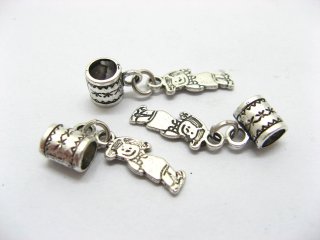 250 Silver Charms Fit European Beads with Cute Girl ac-sp446