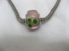100 Pink Murano Round Glass European Beads be-g370