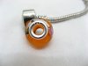 1X Orange Murano Round Glass European Beads 925 Silver Core 1X Orange Murano Round Glass European Beads 925 Silver Core