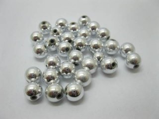1000 Silver Plated Coated 10mm Round Spacer Beads