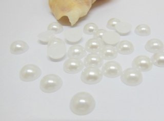 2500Pcs 8mm White Semi-Circle Simulated Pearl Bead Flatback