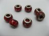 100 Red Murano Flower Round Glass European Beads be-g439
