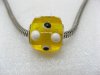 50 Yellow Murano Cubic Glass European Beads With White Dots 50 Yellow Murano Cubic Glass European Beads With White Dots