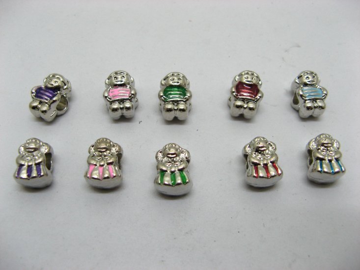 50 Alloy Enamel Boy & Girl European Beads pa-m29 - Click Image to Close