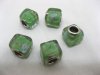 250 Green Murano Cubic Glass European Beads be-g366