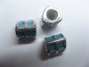 10 Blue Enamel Metal Thread European Beads pa-m183