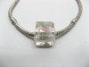 150 Light Pink Silver Flower Cube Glass European Beads