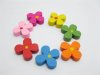 200 Four-Leaf Clover Wooden Beads Mixed Color