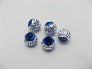 20pcs Blue Silver Carved Lantern Aluminum Beads Fit European Bea
