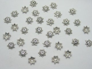 1000 Silver Plated Star Bali Bead End Caps 9mm