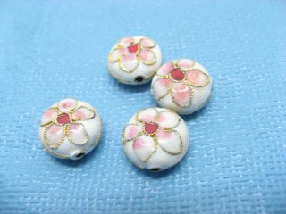 100 Filigree Flower Cloisonne Round Beads Finding