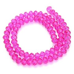 10Strand x 70Pcs Fuschia Rondelle Faceted Crystal Beads 8mm