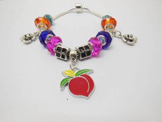 1X Beautiful European Bracelet Beaded with Flower & Fruit 23cm