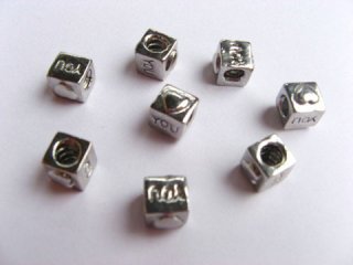 50 Alloy European Cube Thread Beads ac-sp323