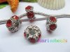 20pcs 18 KGP Beads Inlay 5 Hot Red Crystal Fit European Beads