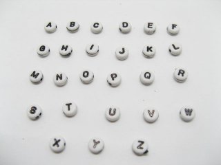 4000 Plastic Black on White Alphabet Letter Beads
