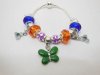 1X European Bracelet Beaded with Flower & Green Butterfly 20cm