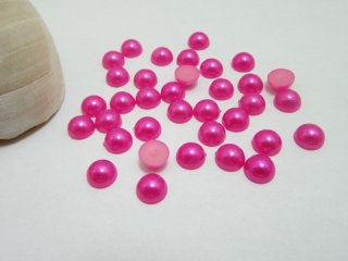 2500Pcs 8mm Fuschia Semi-Circle Simulated Pearl Bead Flatback