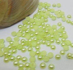 9500Pcs 3mm Lime Green Semi-Circle Simulated Pearl Bead Flatback